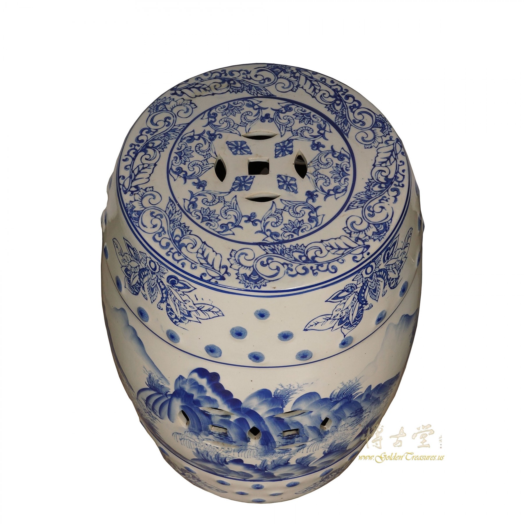 Vintage Chinese Blue and White Ceramic Garden Stool Chinese Antiques
