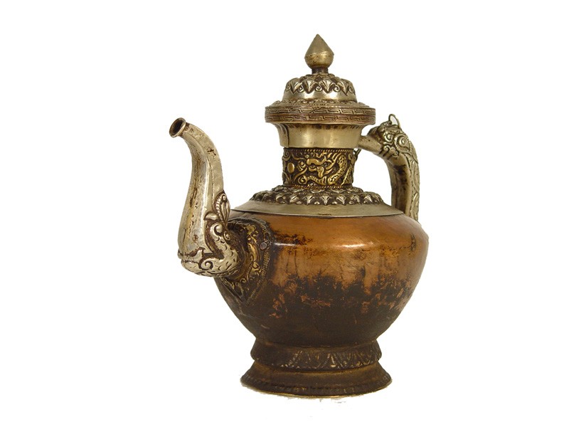 Tibetan Antique Carved Copper TeaPot Chinese Antiques