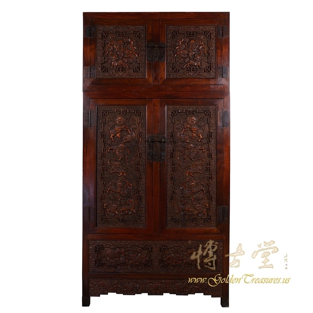 Chinese Antique Carved Camphor Wood Compound Wardrobe 17LP45