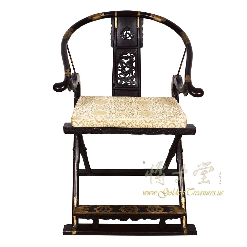 Antique Chinese Rosewood Horseshoe Back Folding Chair 18LP10