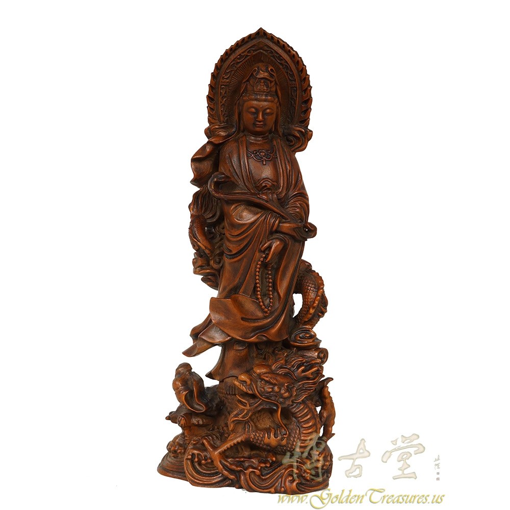 Chinese Antique Wooden Carved Kwan Yin Statuary