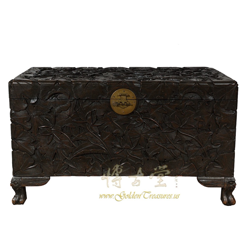 Antique Chinese Massive Carved Hope Chest/Coffee Table