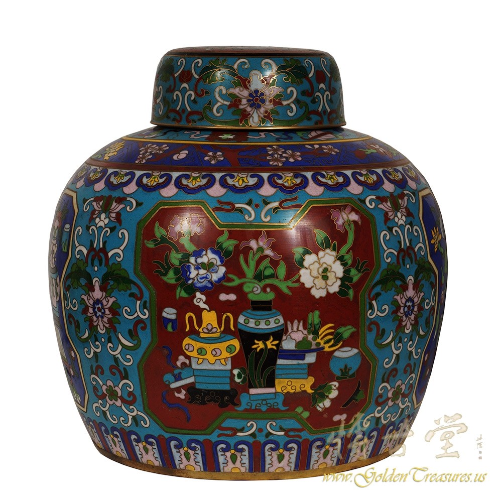 Chinese Antique Cloisonne Jar with Lid 18LP62