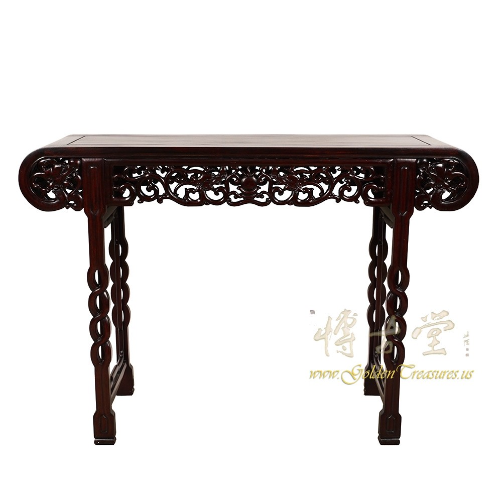 Vintage Chinese Rosewood Scroll Dragon Altar Table/Entry Console 18LP72