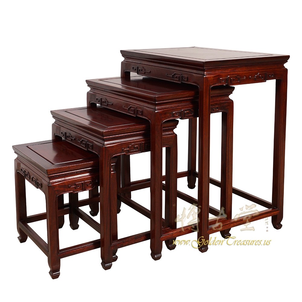 Vintage Chinese carved Rosewood Nesting Table Set 18LP74
