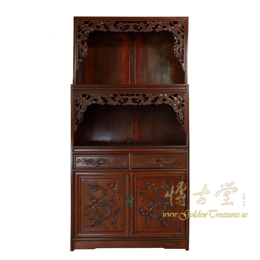 Antique Chinese Rosewood Dragon Motif Altar Cabinet Chinese Antiques