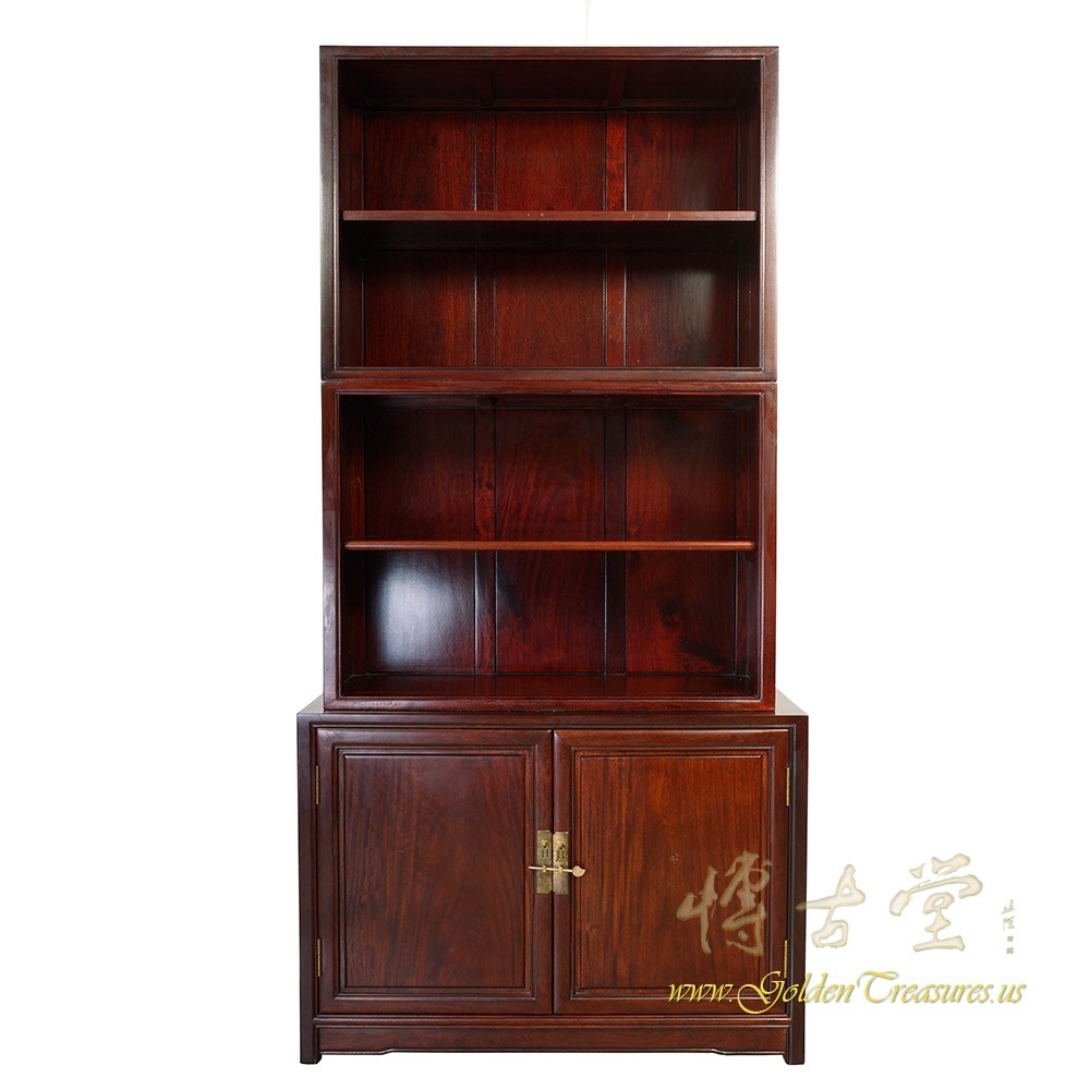 Chinese Antique Rosewood Book Cabinet 3 Pieces set