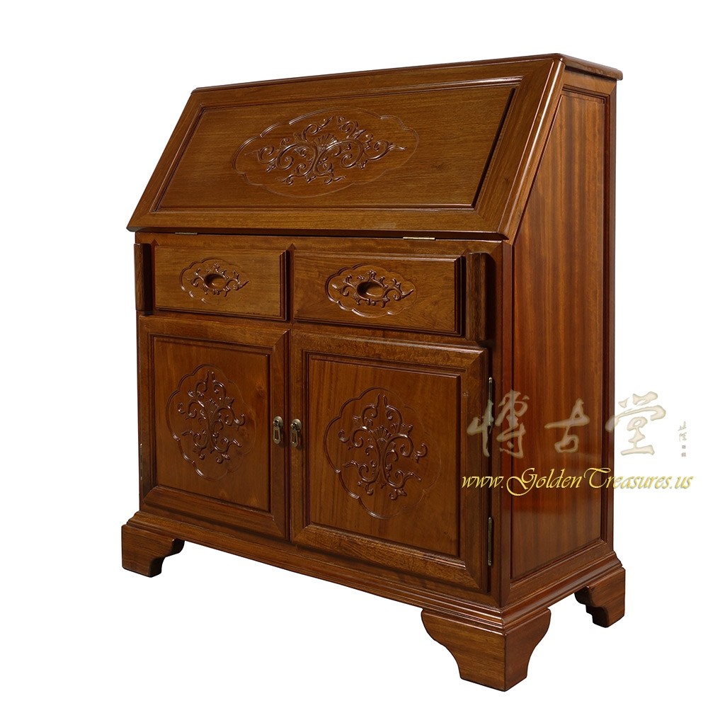 Chinese Antique Rosewood Carved Secretary/Writing Desk