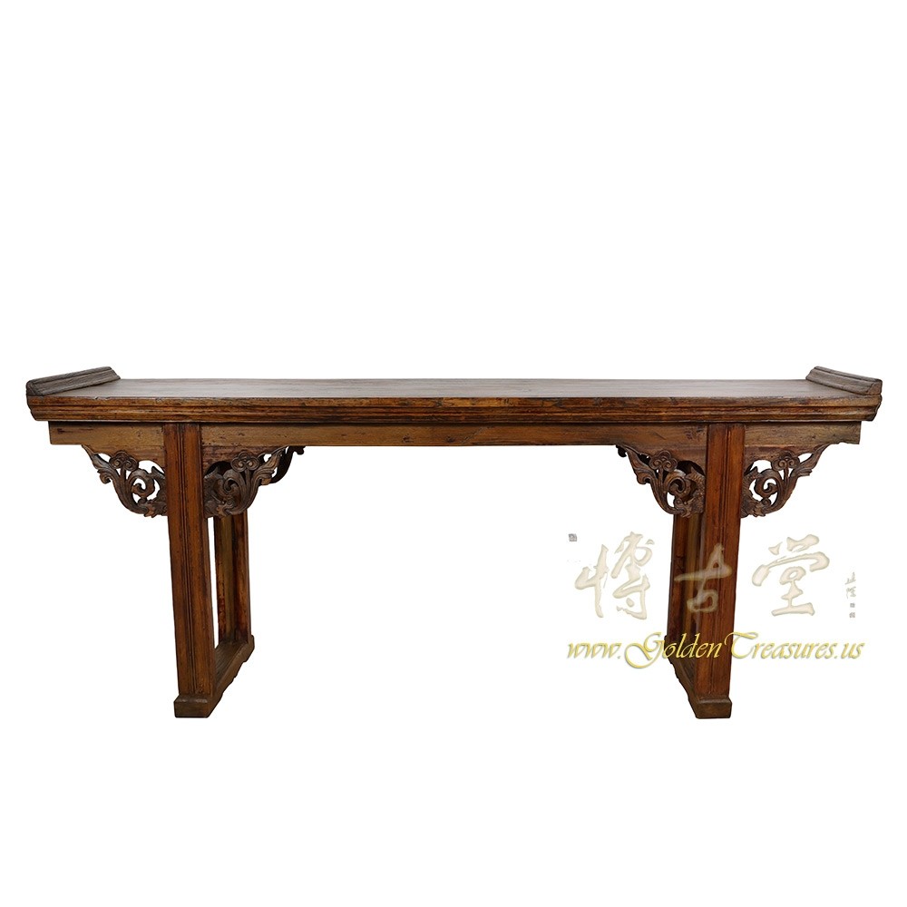 19 Century Antique Chinese Open Carved Altar Table/Sofa Table