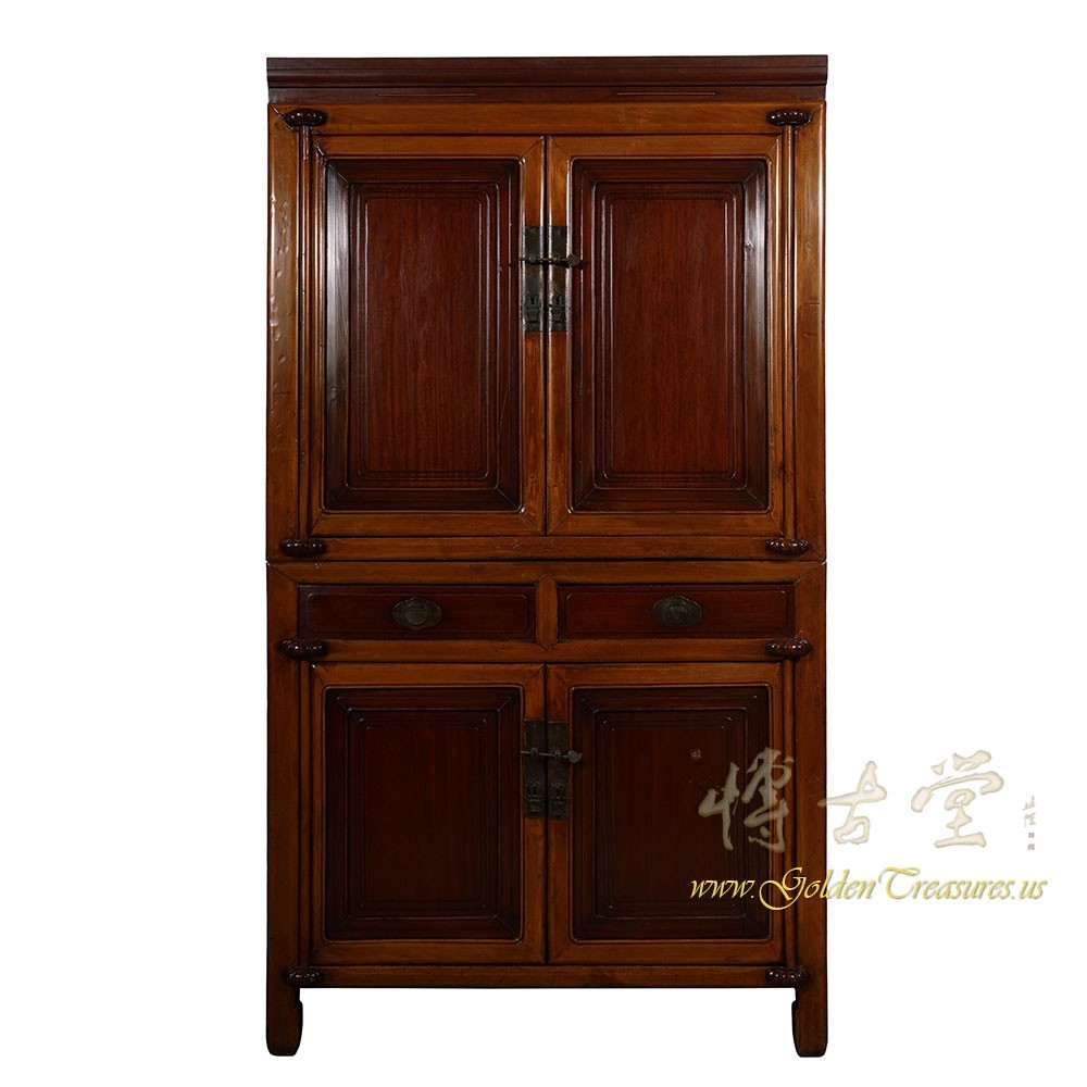 Antique Chinese Carved Stackable NingBo Armoire 