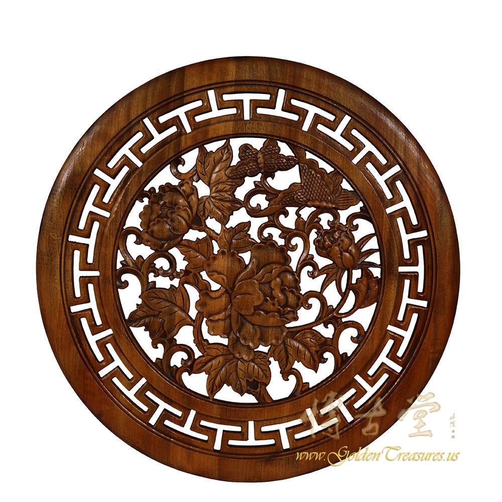 Vintage Chinese Wooden Carving Panel, Wall Hanging