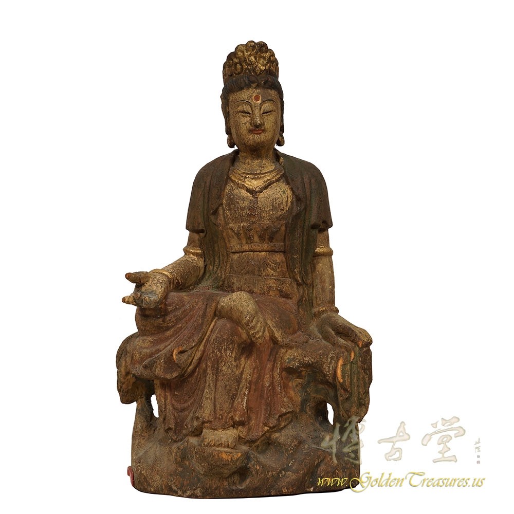 19 Century Antique Chinese Wooden Carved Kwan Yin statue