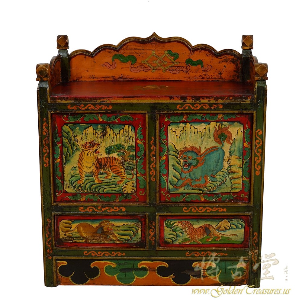 Tibetan Antique Prayer Table, Bedside Table