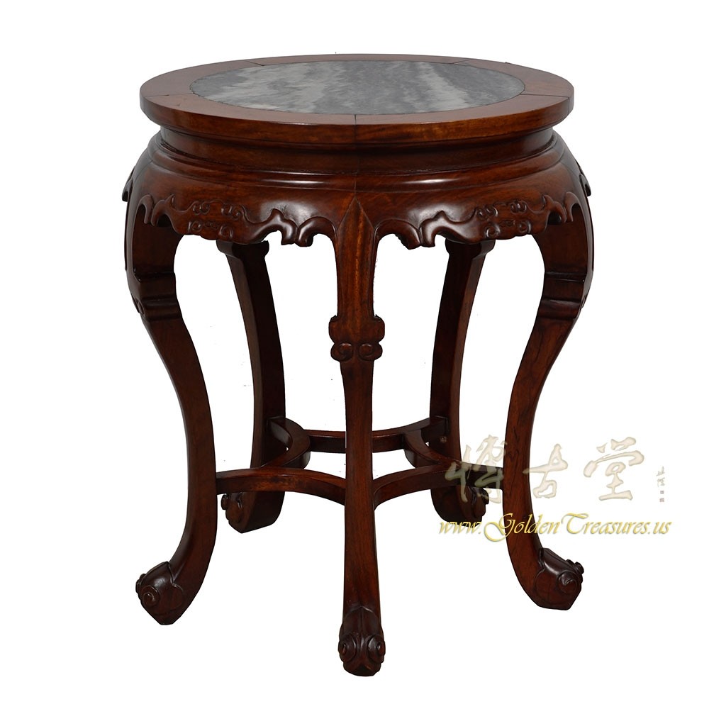 Vintage Chinese Rosewood Round Stool, End Table 