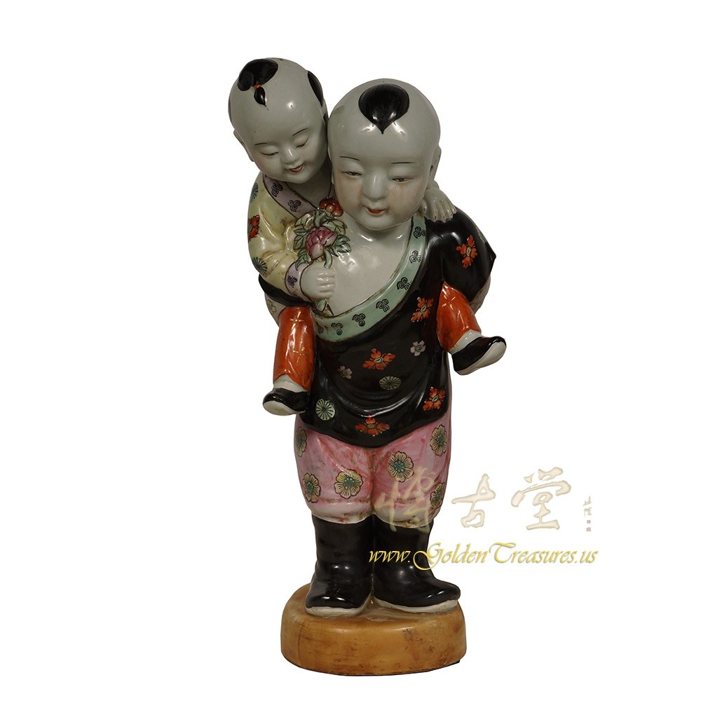 Vintage Chinese Porcelain Children Statue