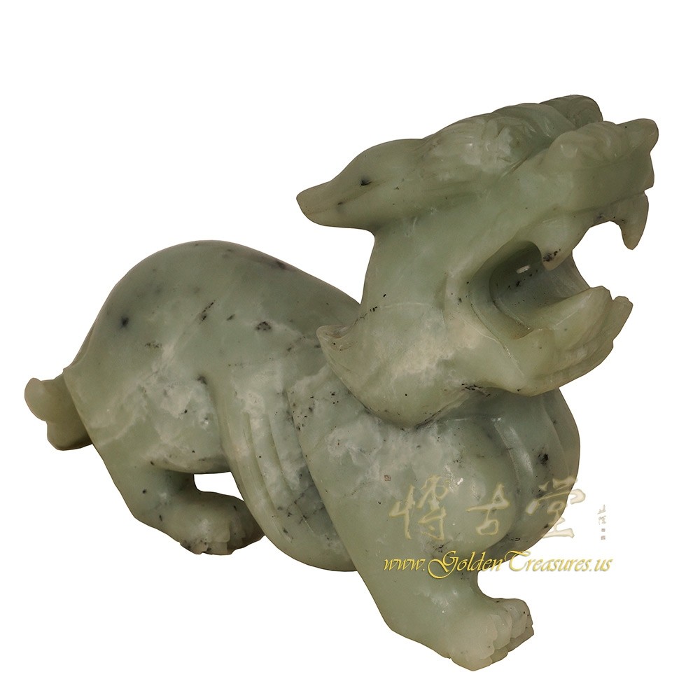 Vintage Chinese Carved Jade Dragon Statue