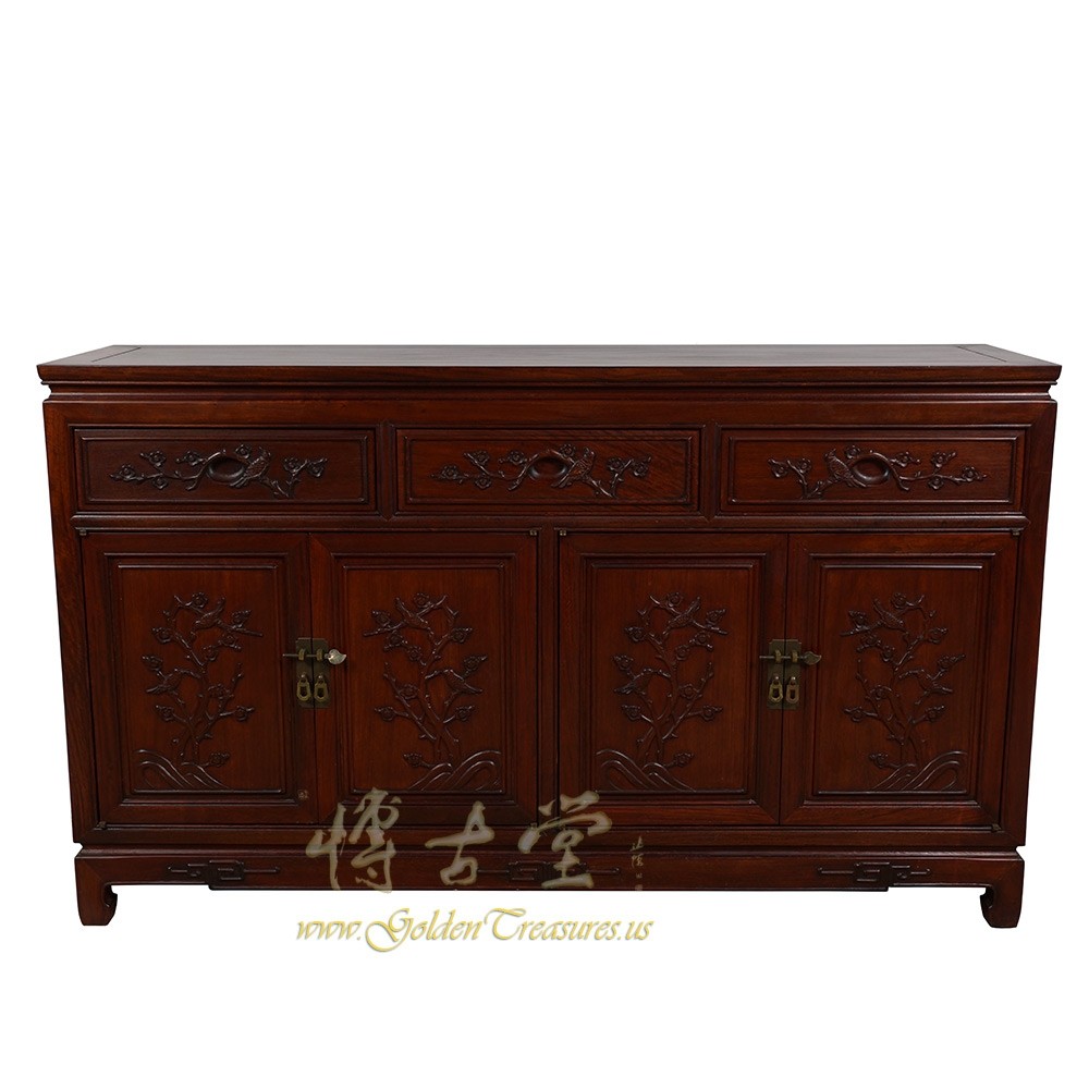 Vintage Chinese Carved Rosewood Sideboard Buffet Table 