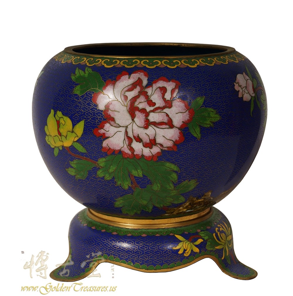 Vintage Chinese Cloisonne Bowl - Floral pattern