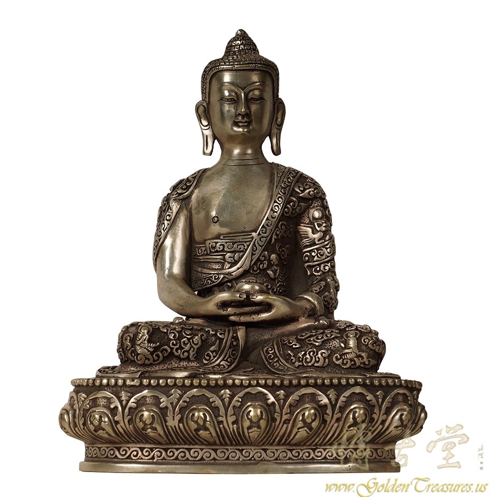 Tibetan Antique Silver Buddha Statuary