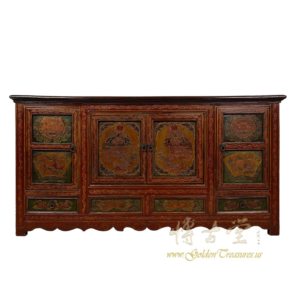 Antique Tibetan Painted Cabinet/Buffet Table