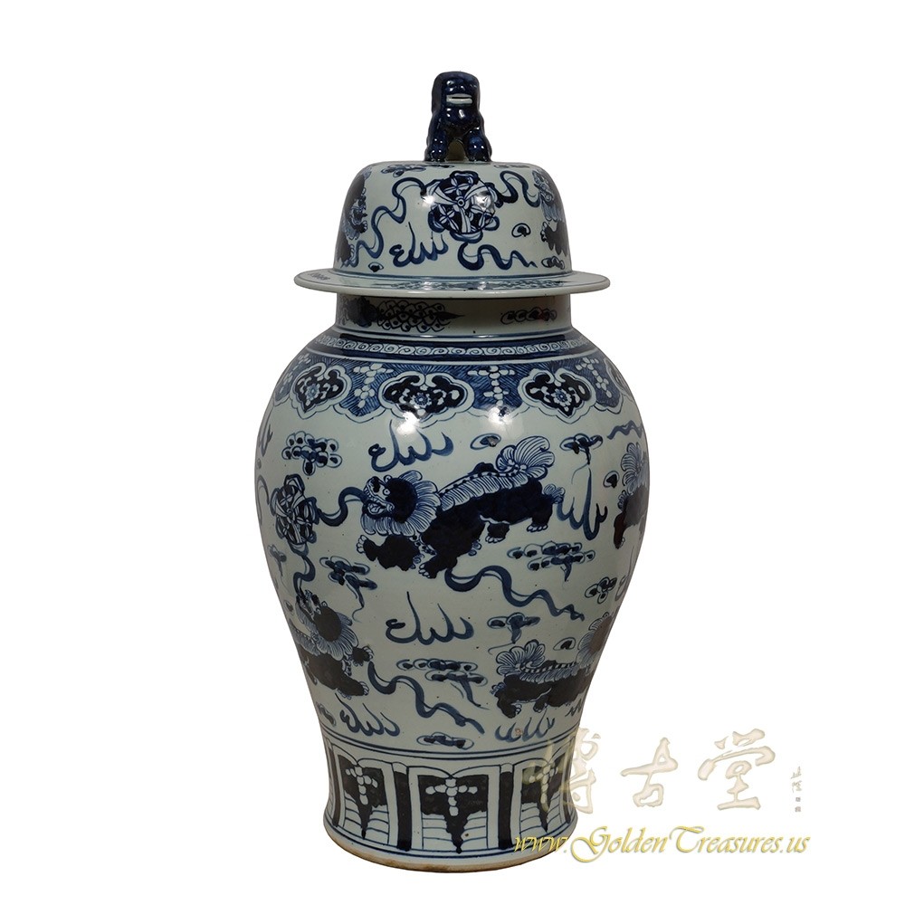 Chinese Antique Blue and White Porcelain Ginger Jar 