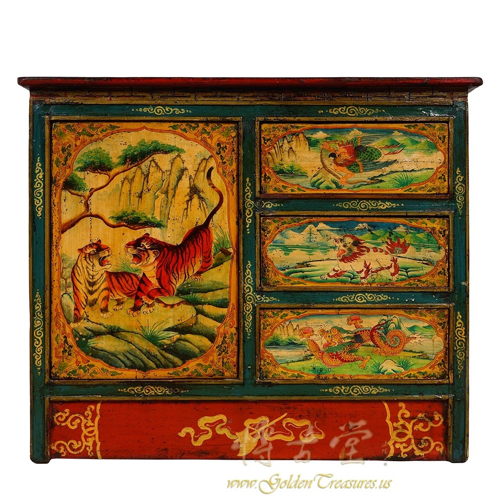 Antique Tibetan Painted Cabinet/Chest