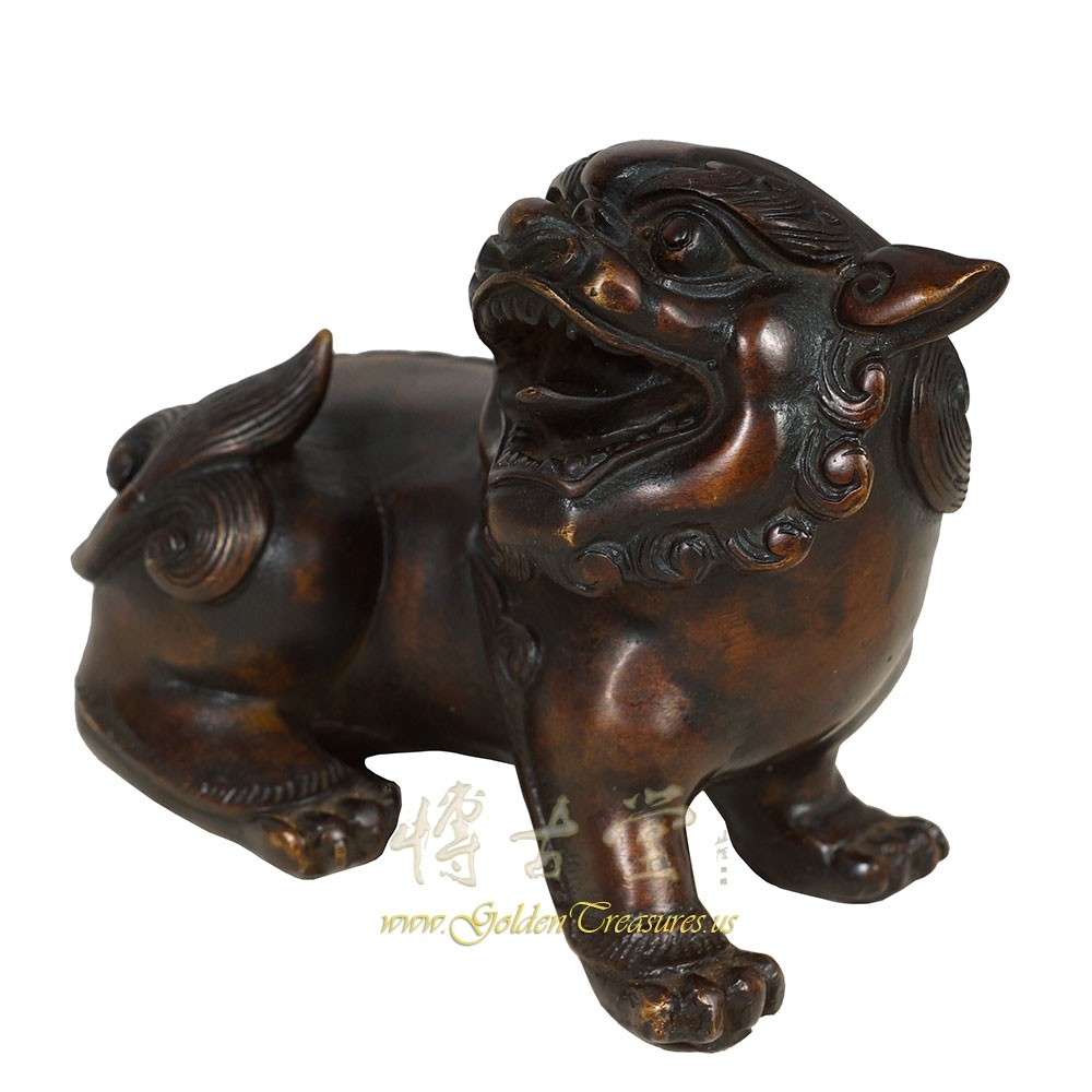 Vintage Chinese Bronze Foo Dog Statue