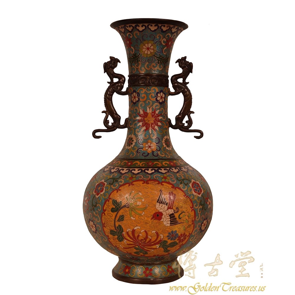 Vintage Chinese Cloisonne Vase with Marks