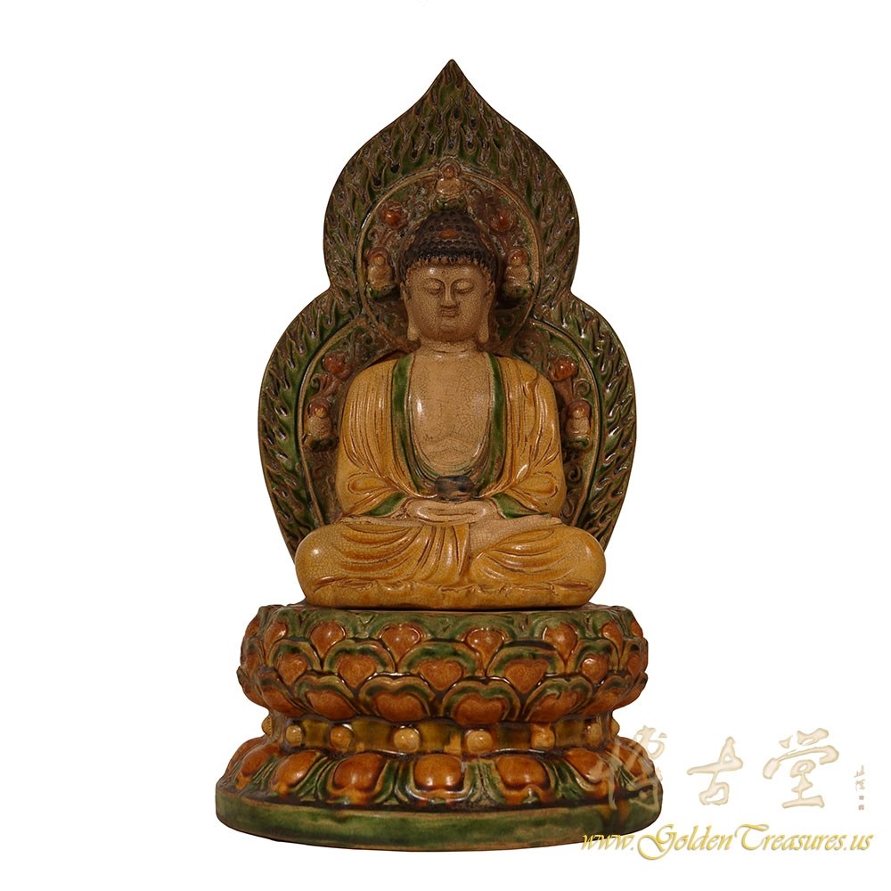 Early 20th Century Antique Chinese Glazed Ceramic Buddha Statuary