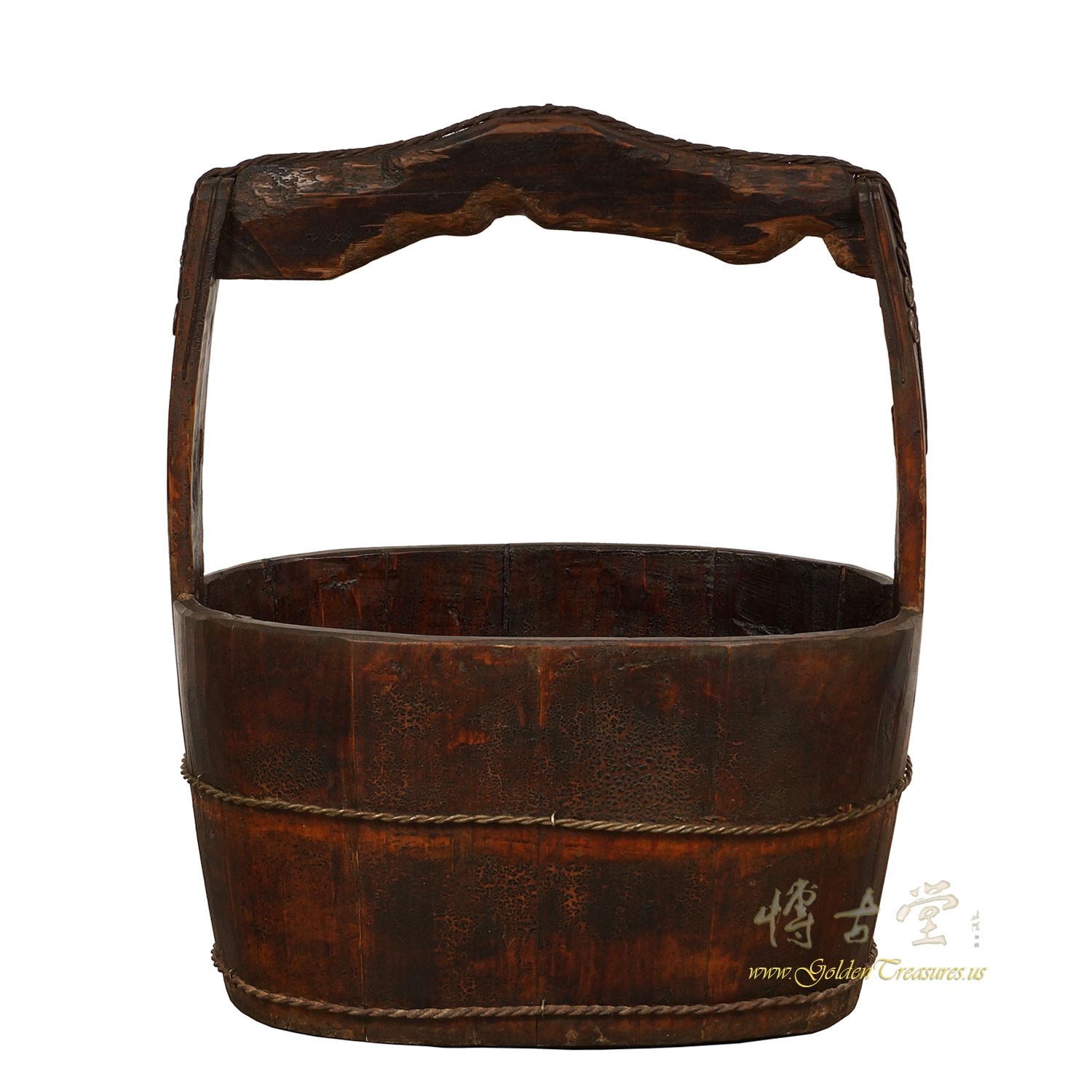 19 Century Antique Chinese Wooden Water Bucket