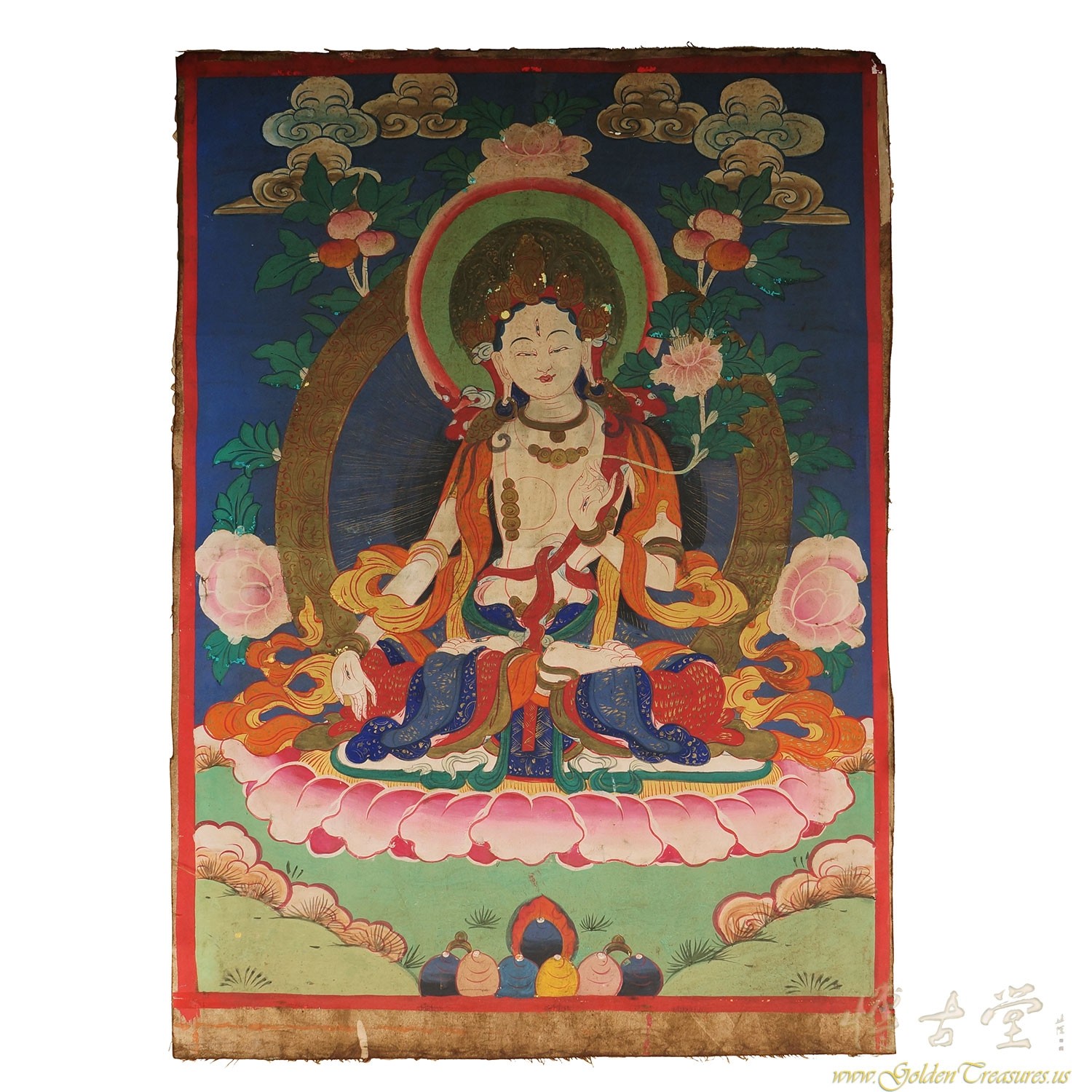 19 Century Antique Tibetan Hand Painted  Buddhist Thangka