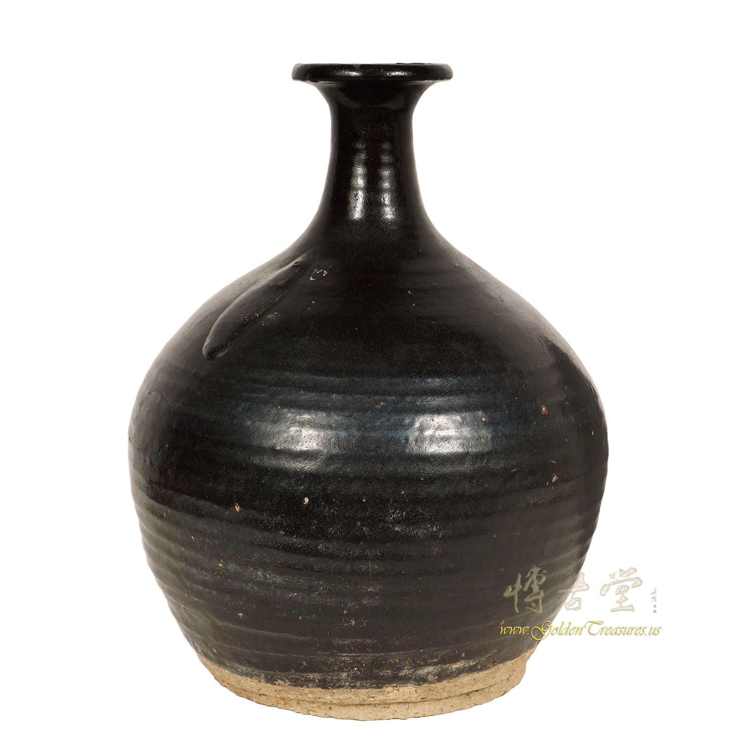 Vintage Chinese Black Glaze Pottery Urn/Vase