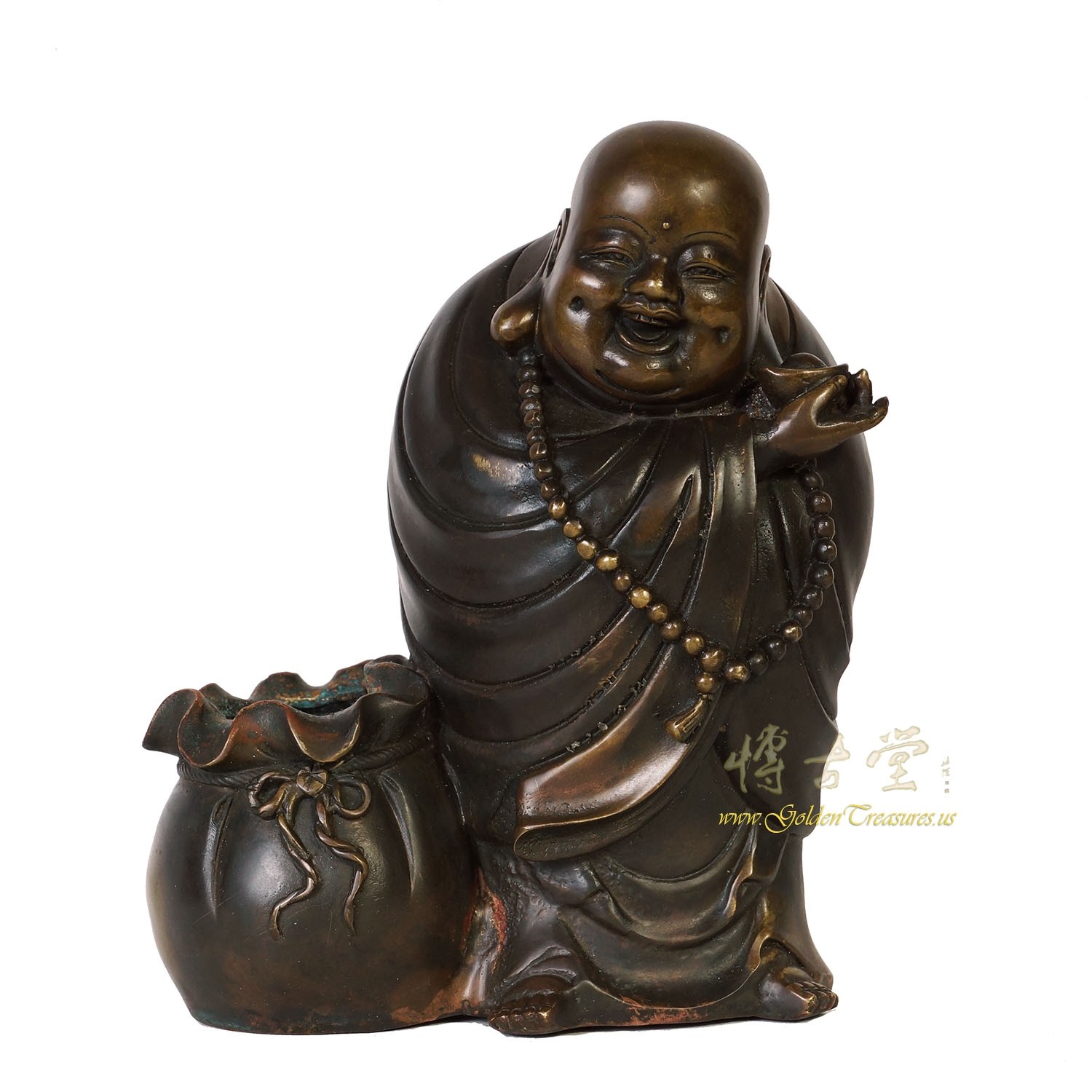 Antique Chinese Bronze Hand Made Happy Buddha 