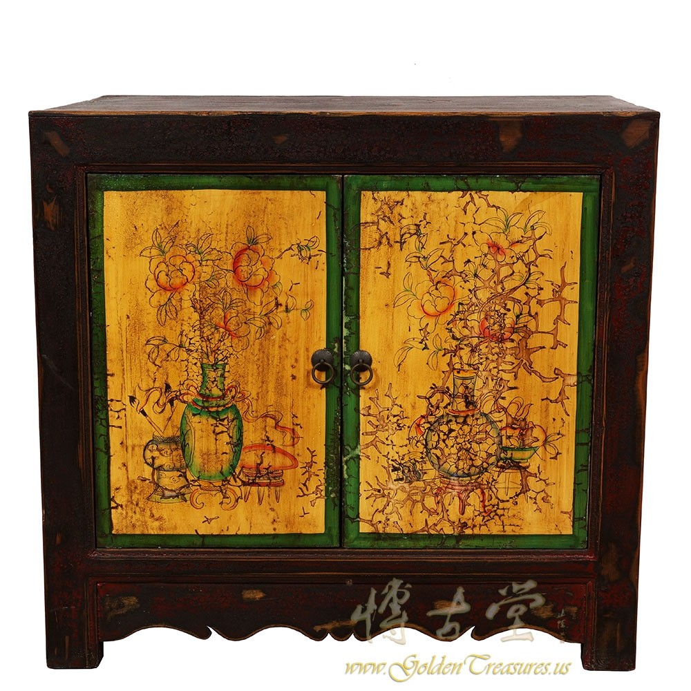 Vantage Chinese Mongolia Painted Night Stand/End Table