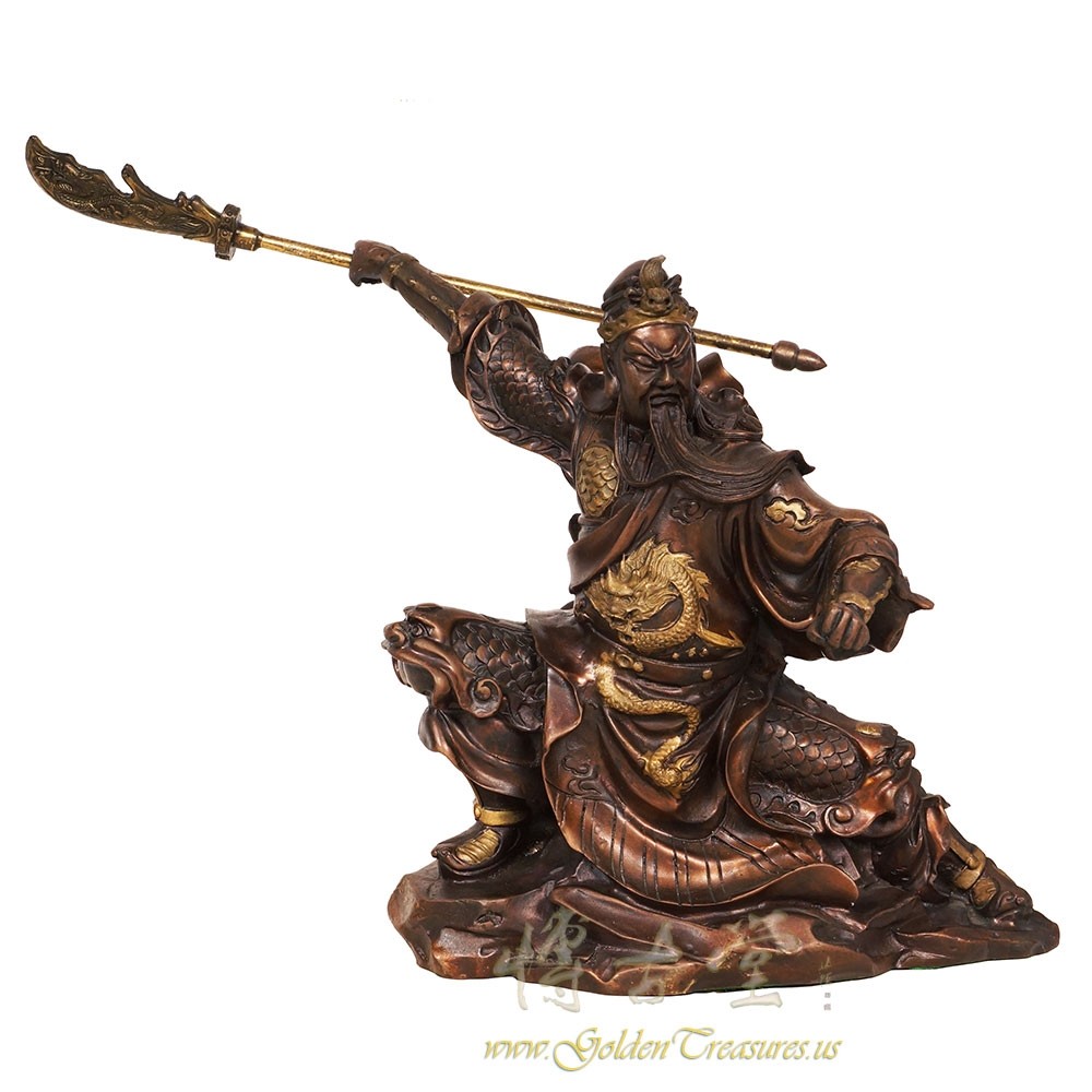 Vintage Chinese Bronze Guan Gong Warrior God Sculpture