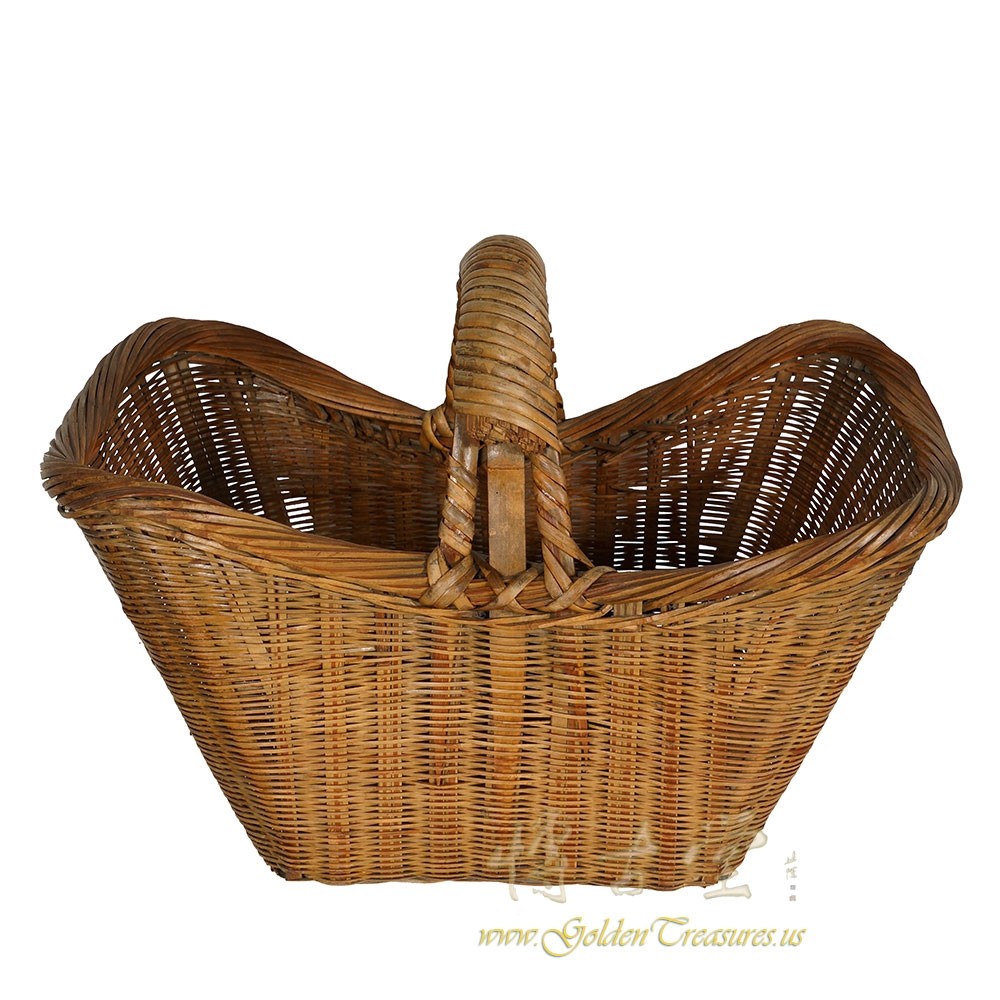 Vintage Chinese Hand Woven Bamboo Basket