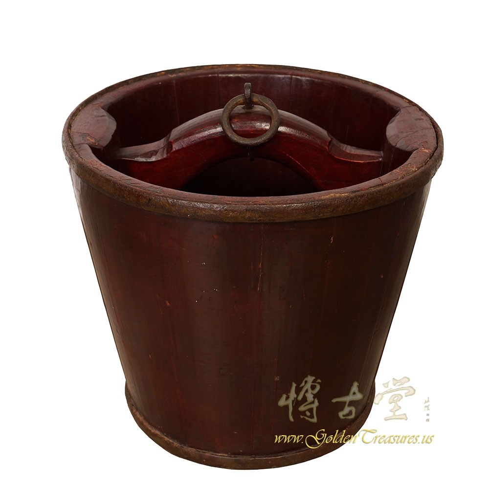 Antique Chinese Wooden Water Bucket