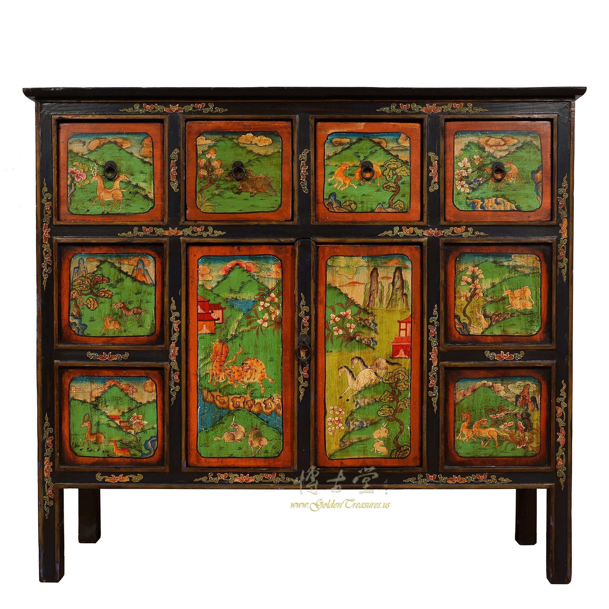 Antique Tibetan Painted Cabinet