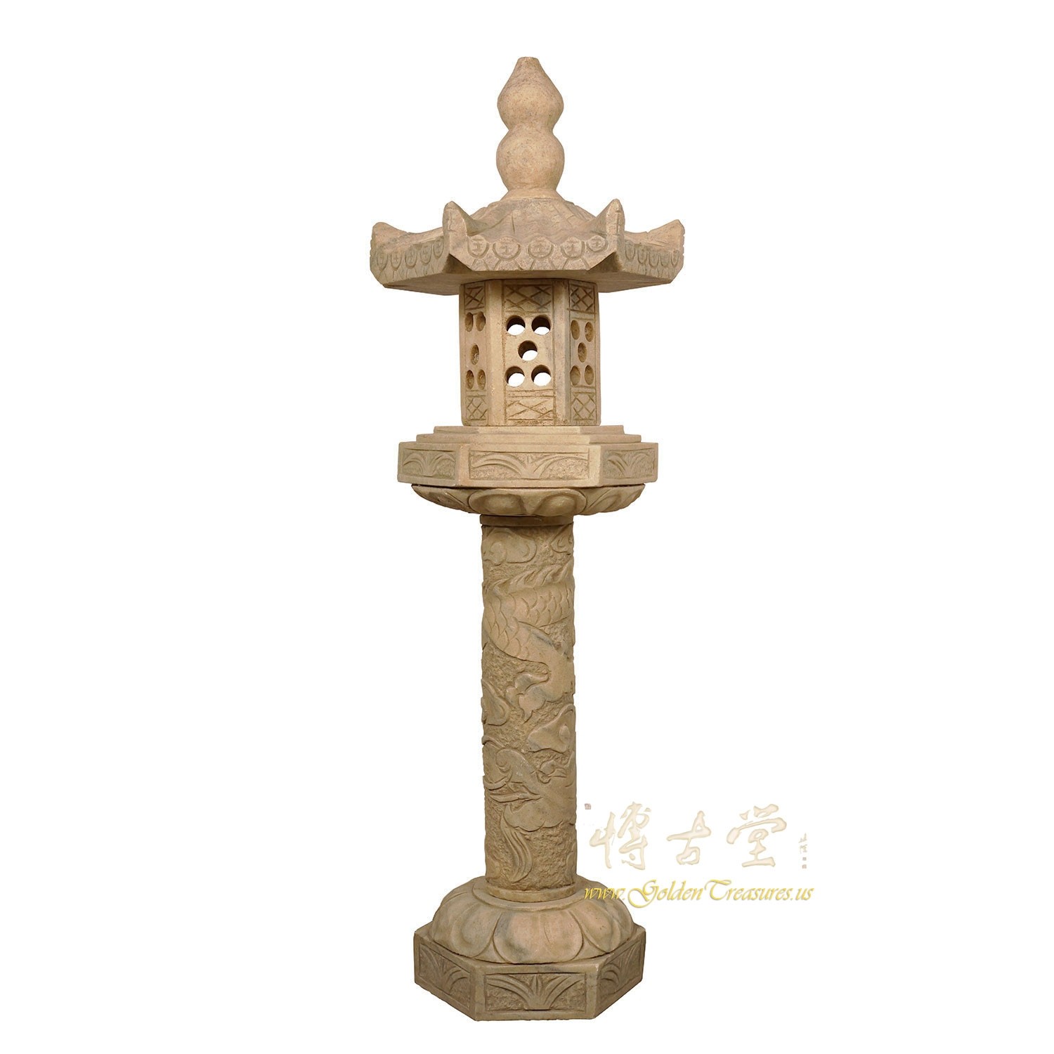Antique Chinese Carved Natural Stone Tower Garden Lantern