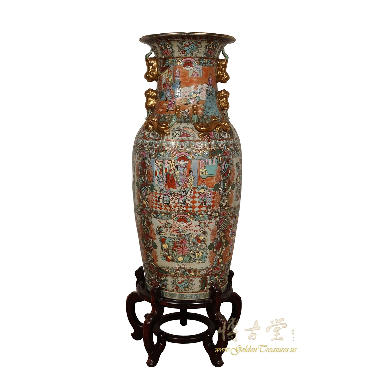 19 Century Antique Chinese Rose Medallion Vase 