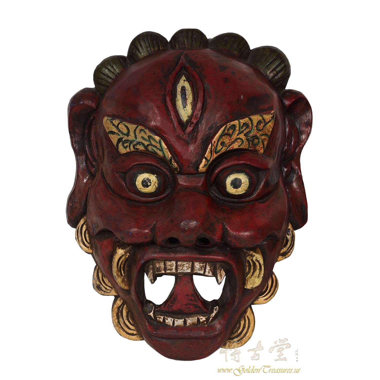 Antique Tibetan RARE Shaman Protector Wood Mask