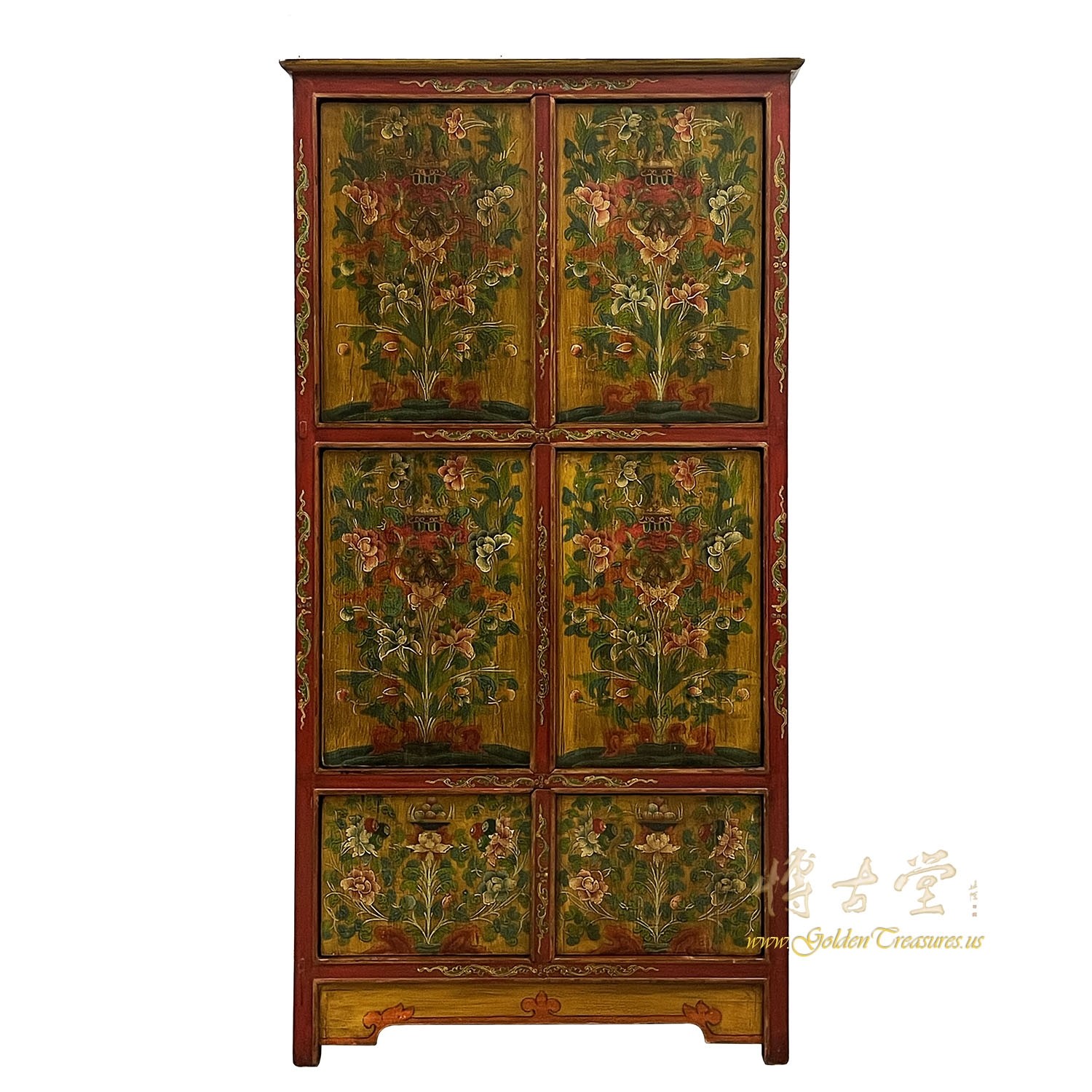 Antique Tibetan Painted Tall Cabinet