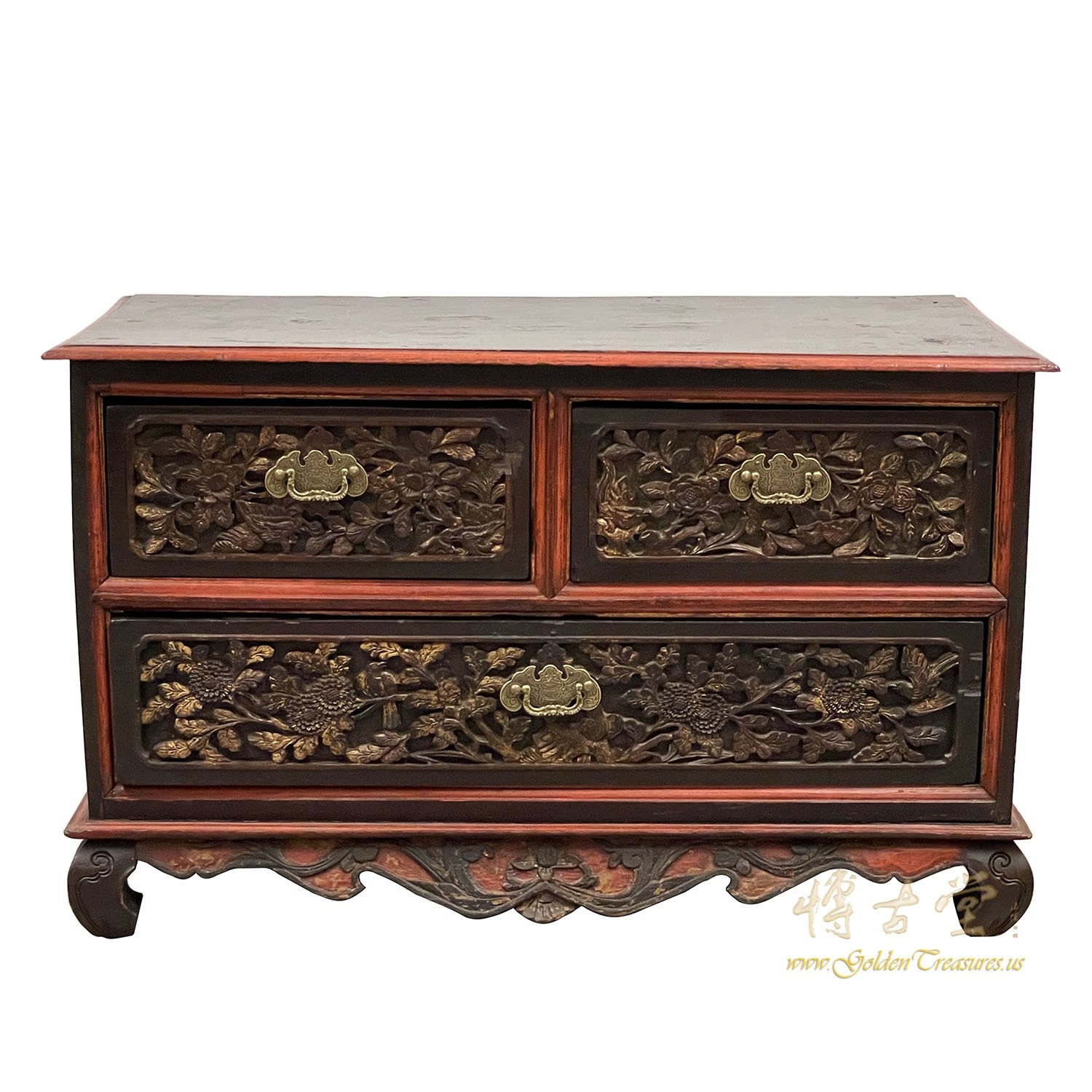 Antique Chinese Massive Carved Teak Wood Coffee Table