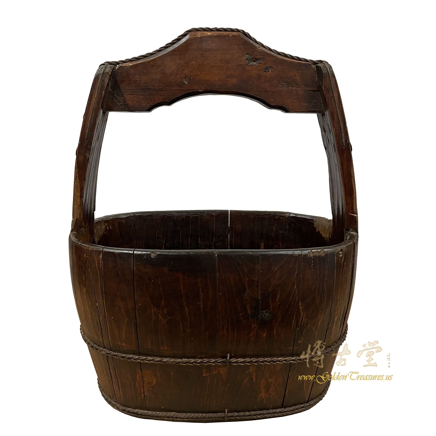 19 Century Antique Chinese Wooden Water Bucket