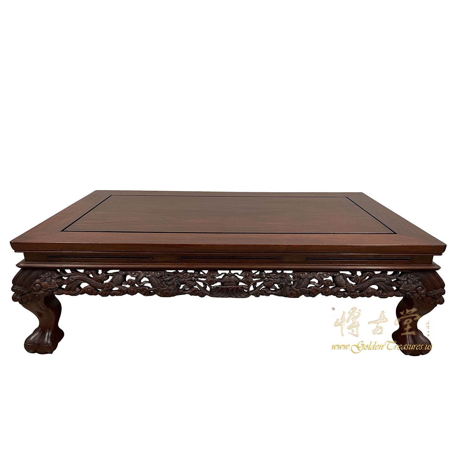 Early 20 Century Chinese Rosewood Massive Carved Dragon Coffee Table