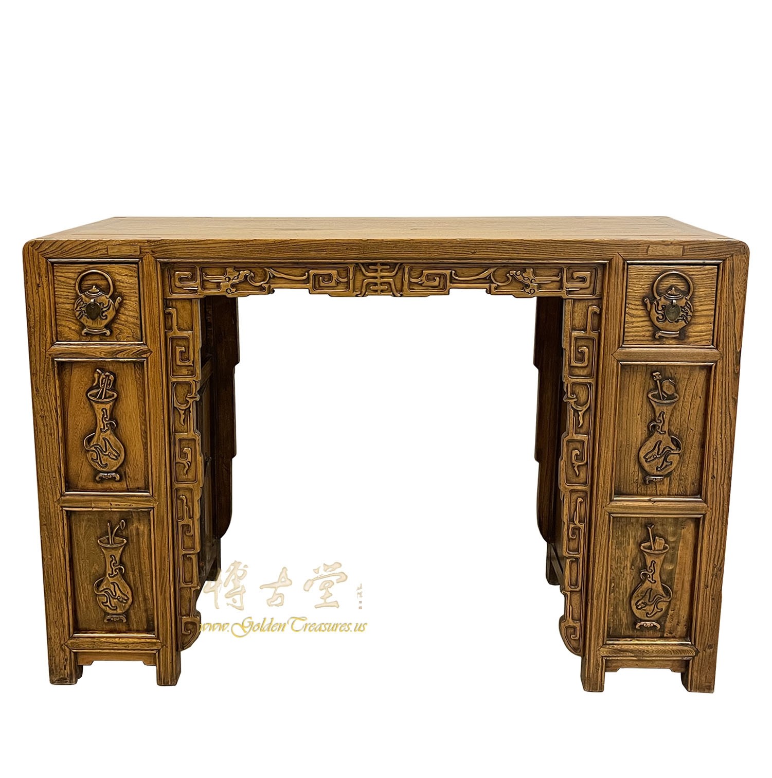 Vintage Chinese Carved Writing Desk, Entry Console