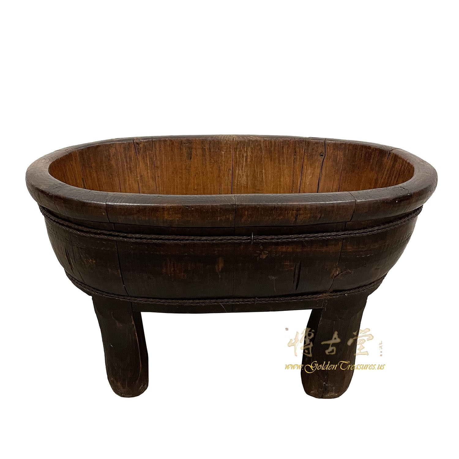 Antique Chinese hand made Wooden Wash Basin