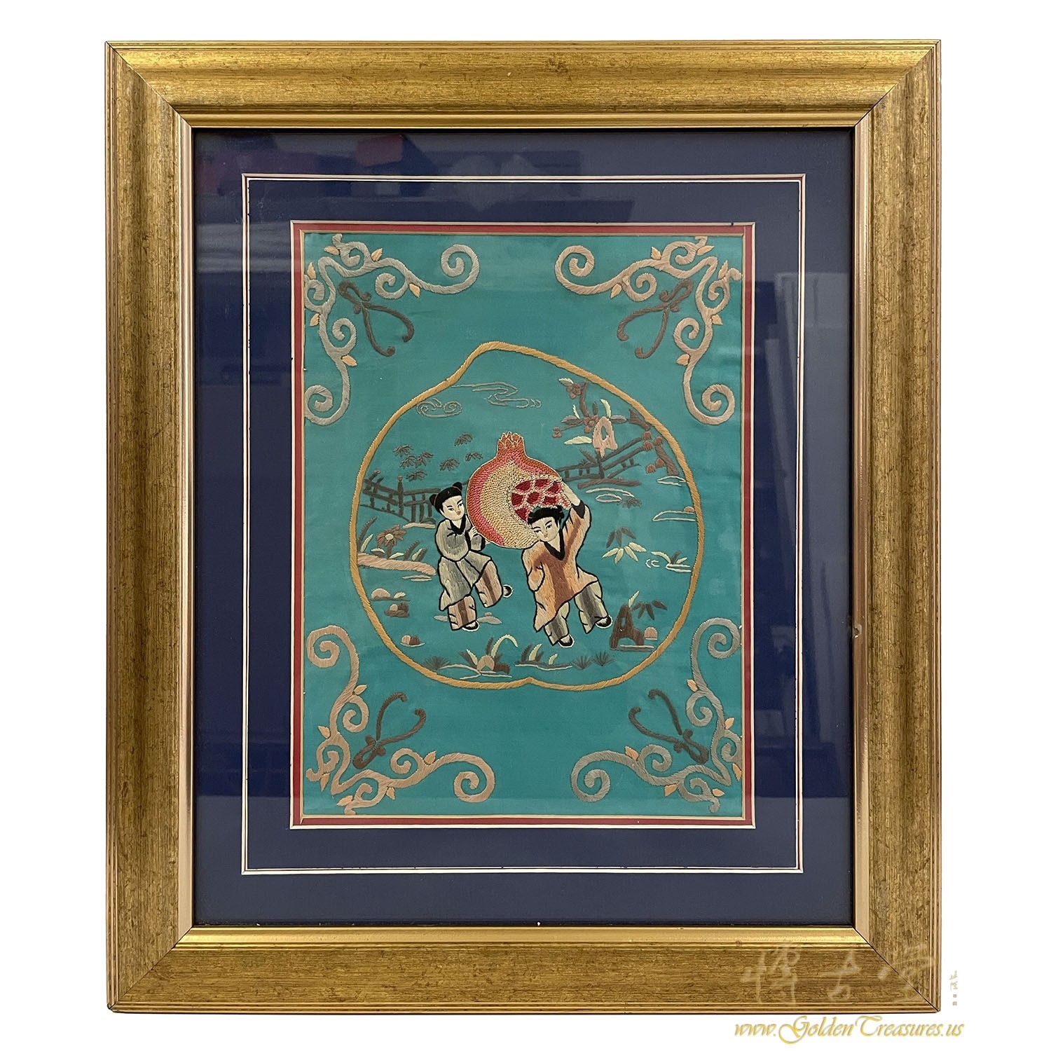 Antique chinese silk sales embroidery wall hanging