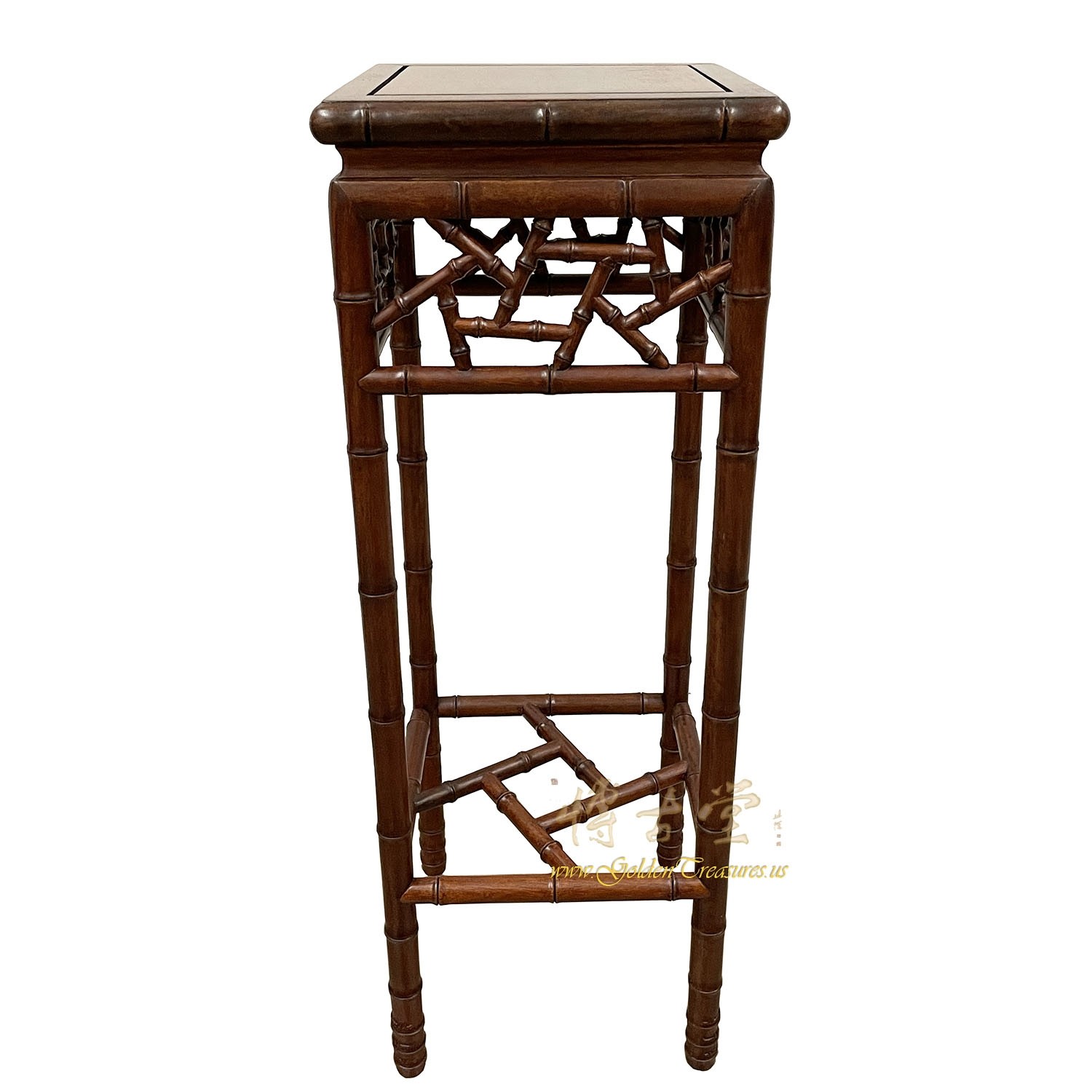 Vintage Chinese Rosewood Carved Pedestal Table/Plant Stand
