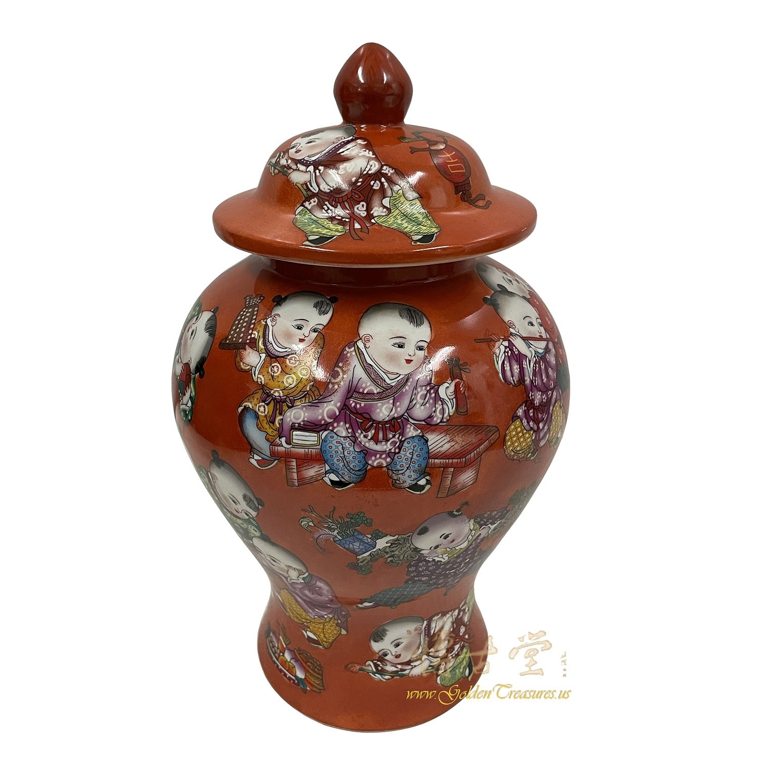 Antique Chinese Red Porcelain Ginger Jar